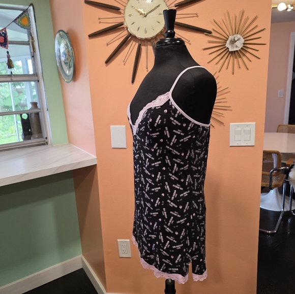 Vintage Y2K Feminine Baddie Popsi Lingerie Black Slip Pink Lace Naughtie Girl - Picture 7 of 15